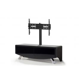 MDA Designs TUCANA 1200 HYBRID WHITE Beam Thru Remote-Friendly 26-55 Flat Screen Gloss White and Gloss Black TV Cabinet 