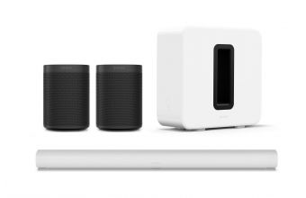 Sonos Arc (White), One GEN 2 (X2) (Black) & SUB GEN 3 (White)