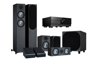 Yamaha RX-A2A & Monitor Audio Bronze 200, Bronze 50, Bronze AMS, Bronze C150 and Bronze W10 Sub (Black)