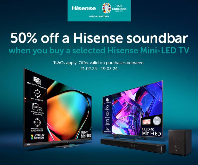 50% off Hisense soundbars when bougth with selected TVs