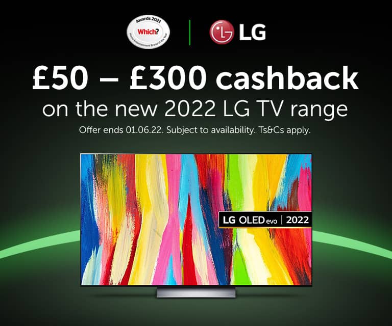 LG £30-£300 cashback on the new 2022 LG TV range