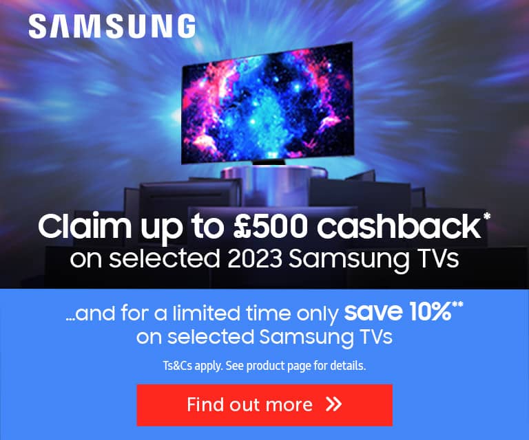 Samsung cashback + 10% off selected TVs