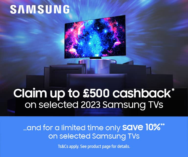 Samsung cashback + 10% off selected TVs