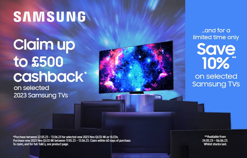 homepage-banner_Samsung cashback + 10% off selected TVs