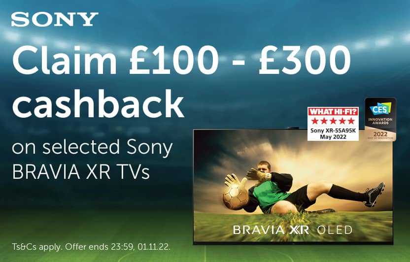 Sony - Claim £100 - £300 cashback on selected Sony BRAVIA XR TVs