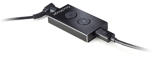 DacMagic XS Studio Shot - White Background with USB and headphones plugged in