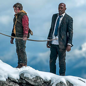 Samuel L Jackson is the President of the US... on a mountain, with a kid who has a bow and arrow... naturally.