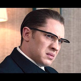 Hardy plays both of the lead roles in the crime-based biopic.