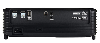 2 rear facing HDMI sockets, as well as a USB service port, 3.5mm audio out, a 12V trigger & a 3D sync socket.